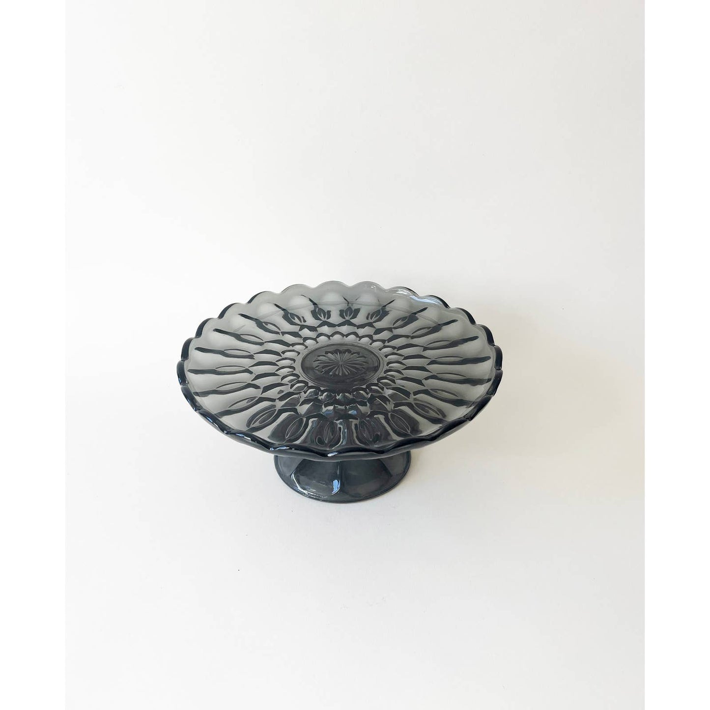 Vintage Black Glass Cake Stand -