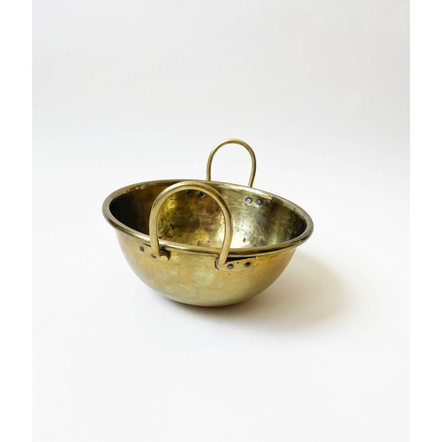 Vintage Large Brass Bowl with Handle