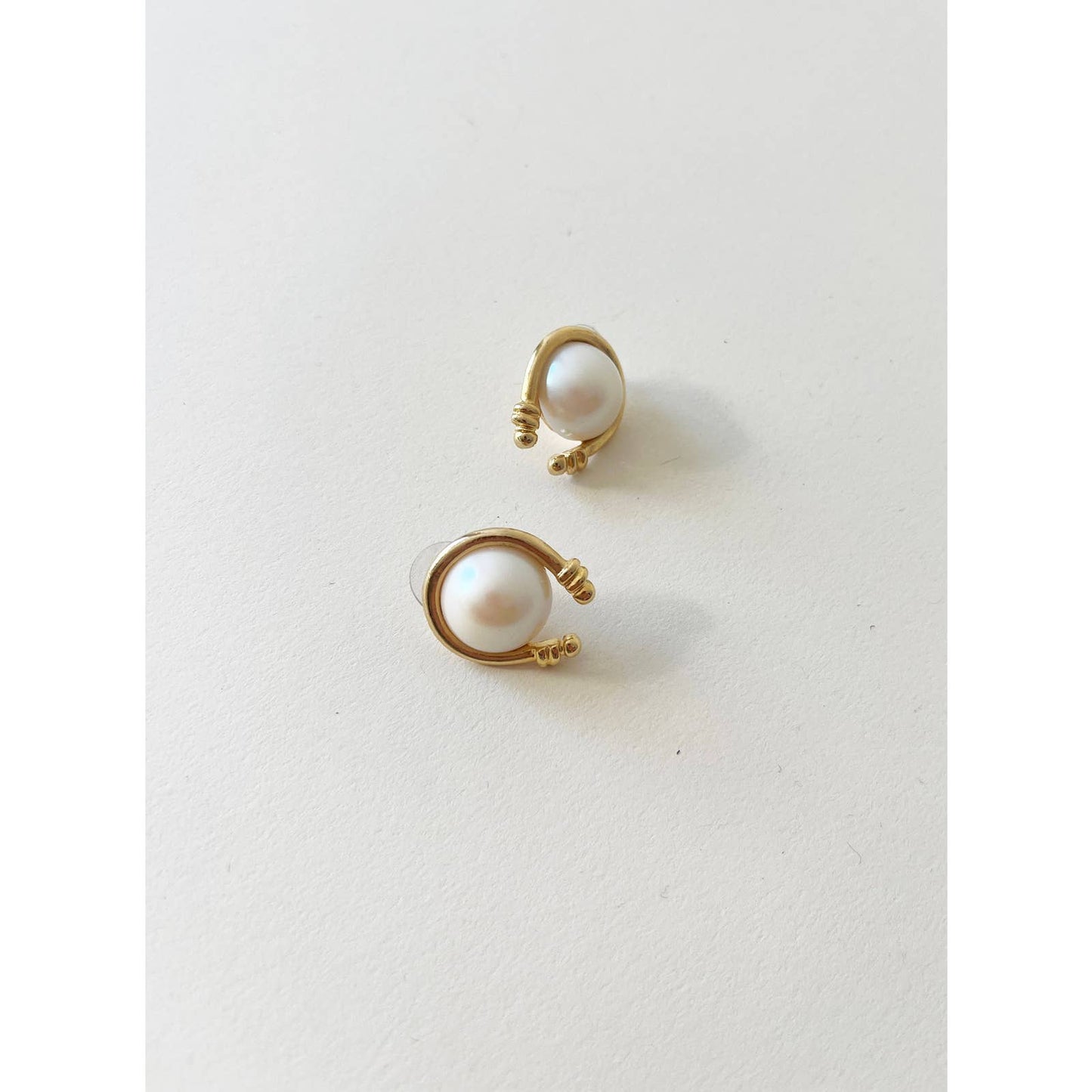 Vintage Statement Gold Pearl 80s Earrings