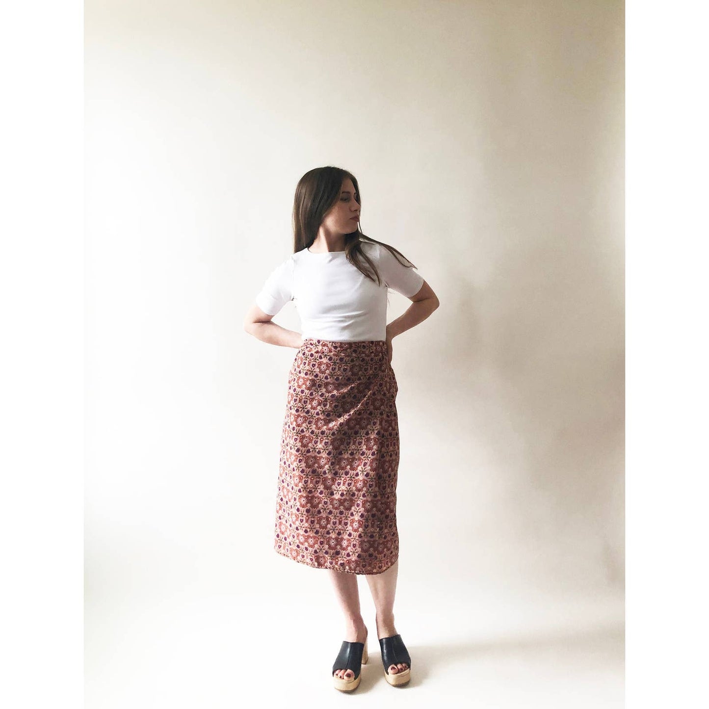 Floral Patterned Wrap Skirt Kaleidoscope Design