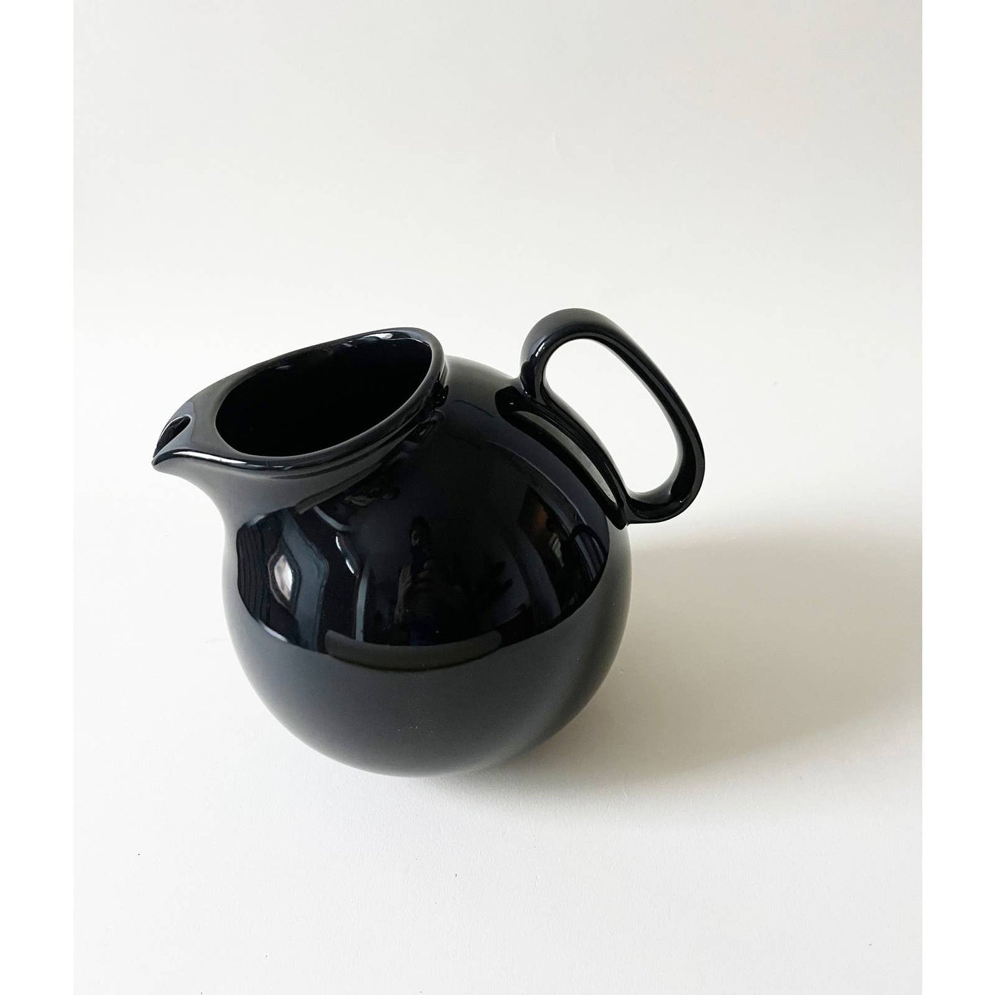 Vintage Circular Ceramic Black Pitcher