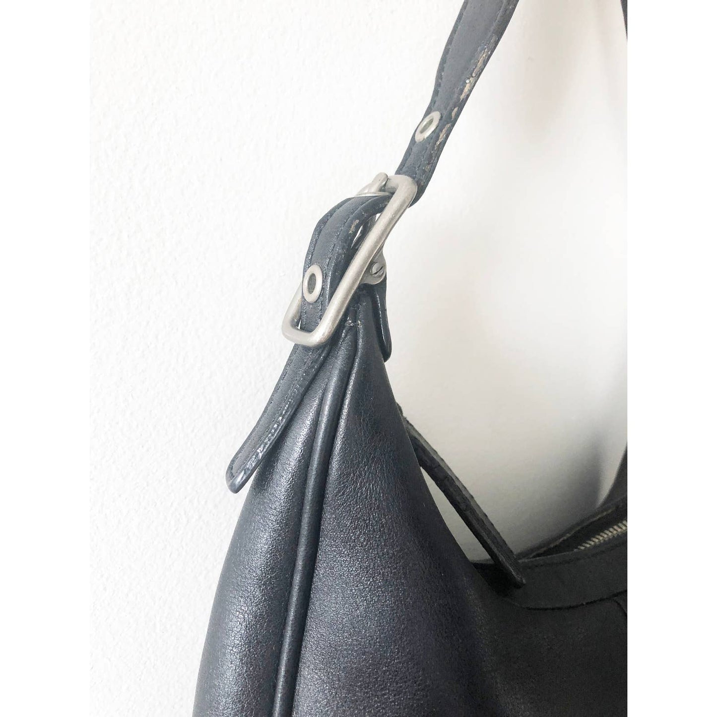 Vintage Black Coach Shoulder Bag | Silver Buckle Ergo Style Coach Bag | Y2k Modern Purse