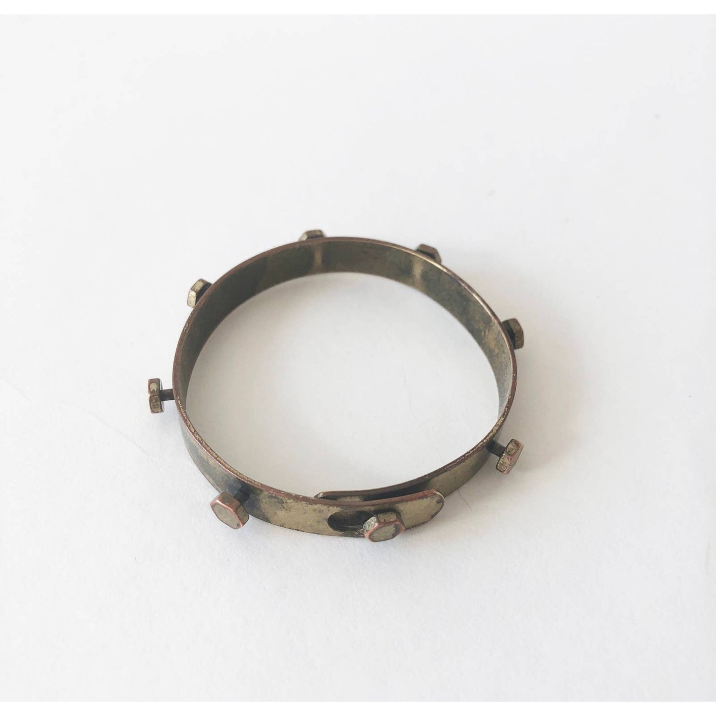 Vintage Brass Decorative Modern Bracelet w/ Screw Details