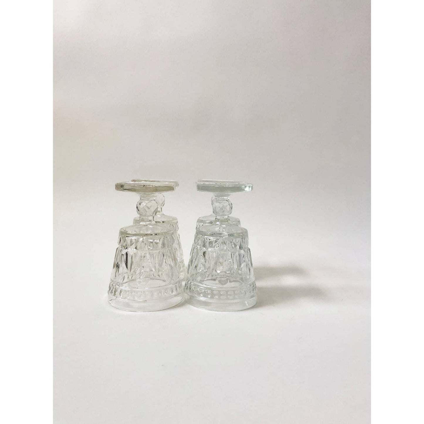 Vintage Clear Pressed Glass Pedestal Drink Ware Set of 4