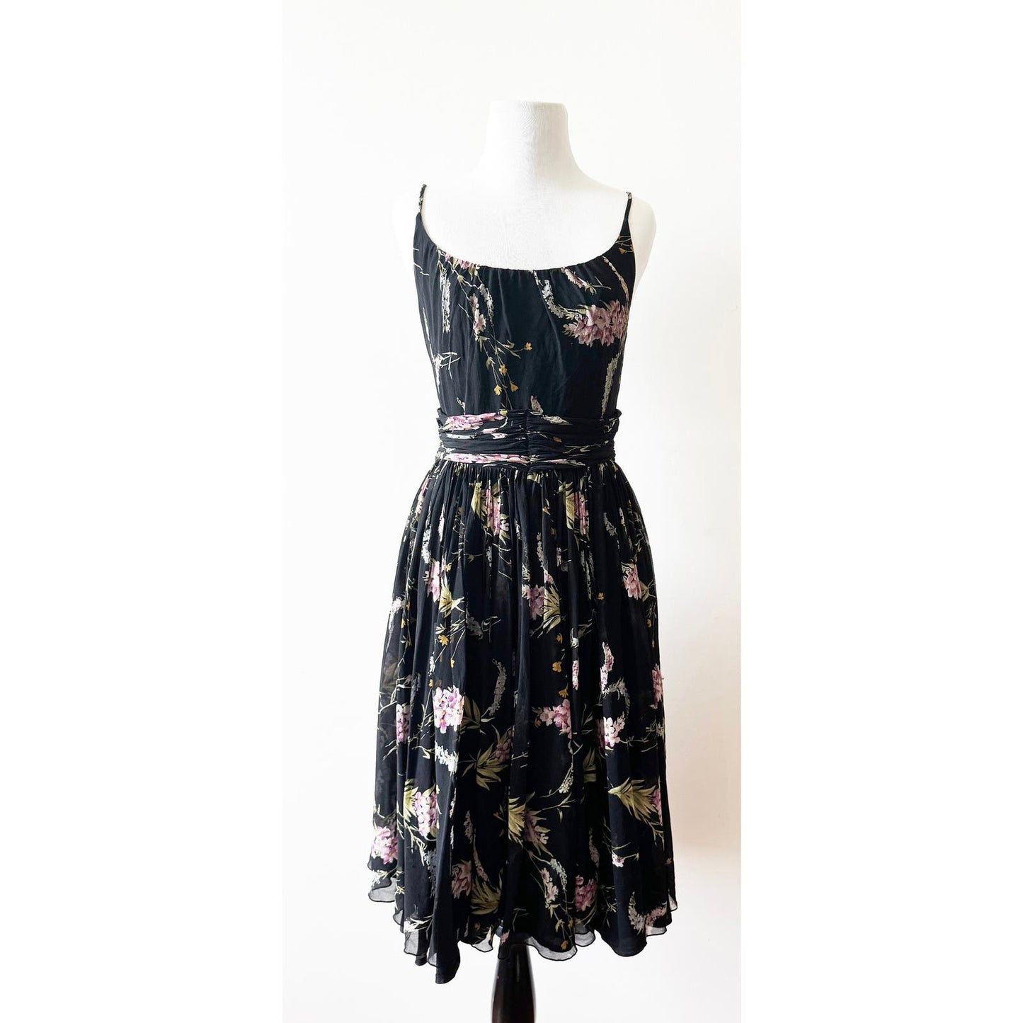 Y2k ANNA SUI Classic Black Floral Dress | Size 8