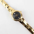 Vintage Bulova Black Face Watch – Gold Tone Bracelet (Working Battery)