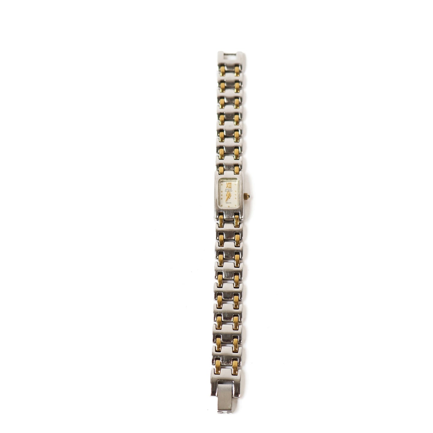 Vintage Two-Toned Watch with Metallic Rectangle Face | ANNE KLEIN