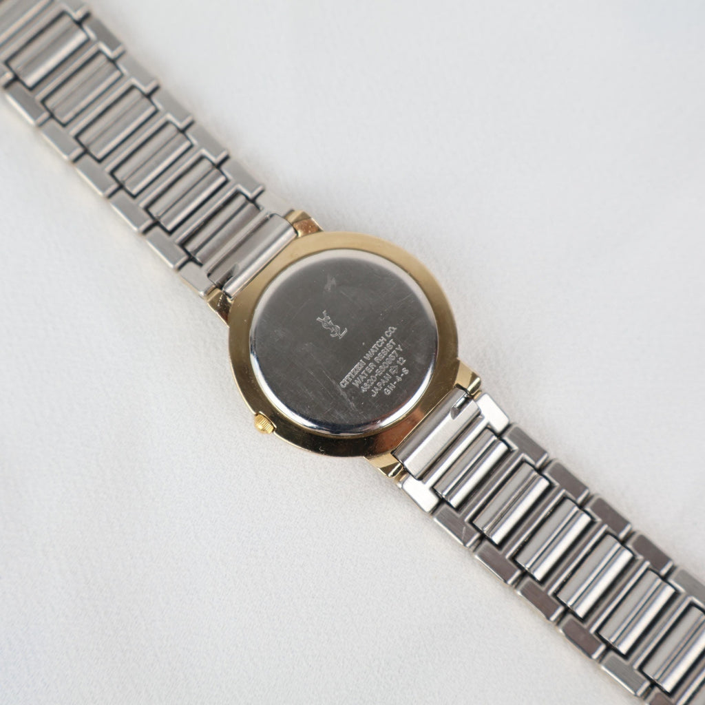 Stunning Two Tone Vintage YSL Watch with Yves Blue Face