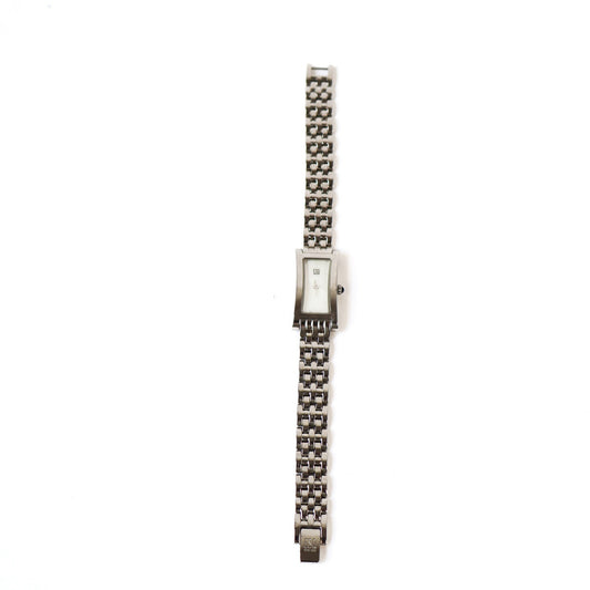 Vintage Silver Watch with Metallic Rectangle Face | ESO