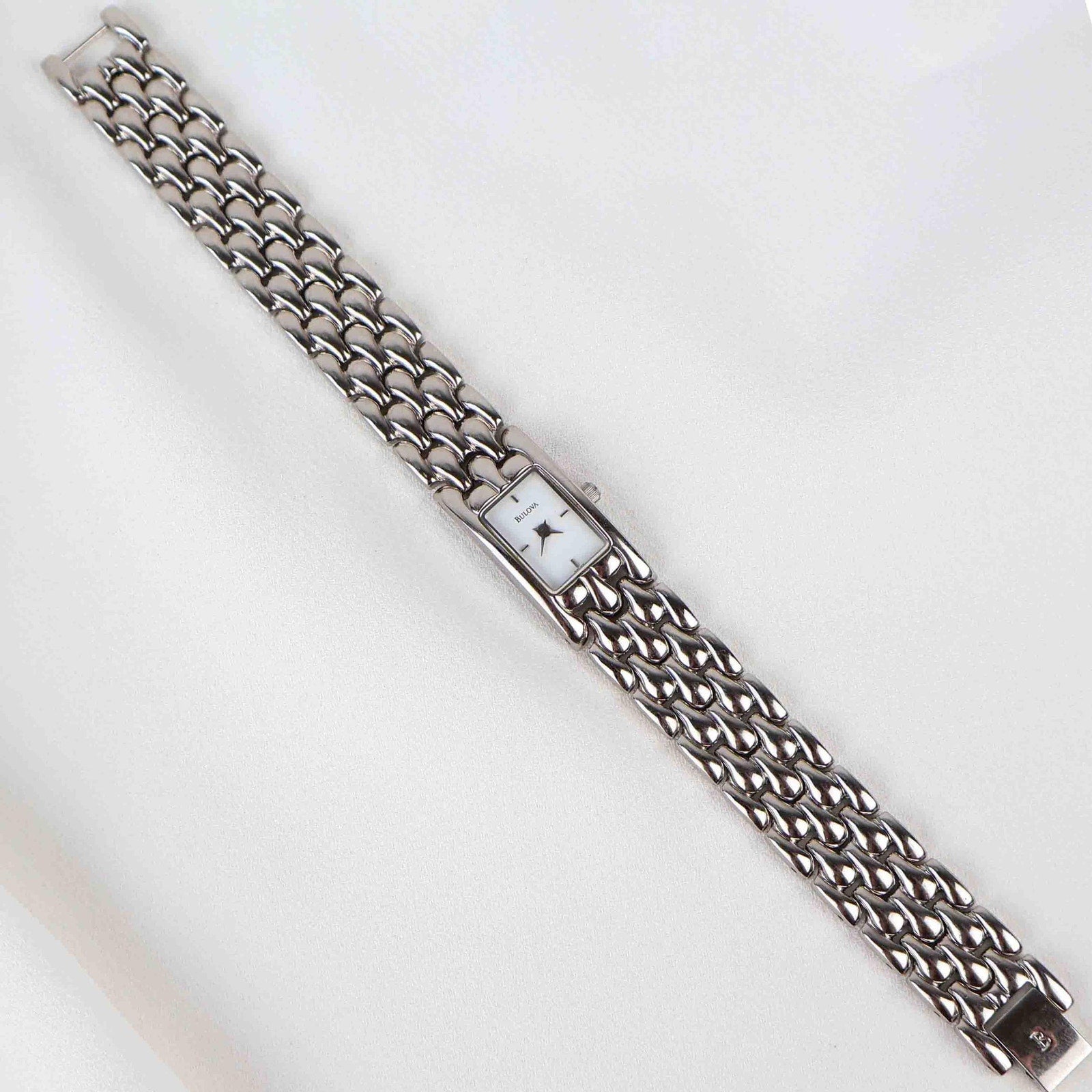 Vintage Silver Tone Bulova Watch with Rectangle Watch Face