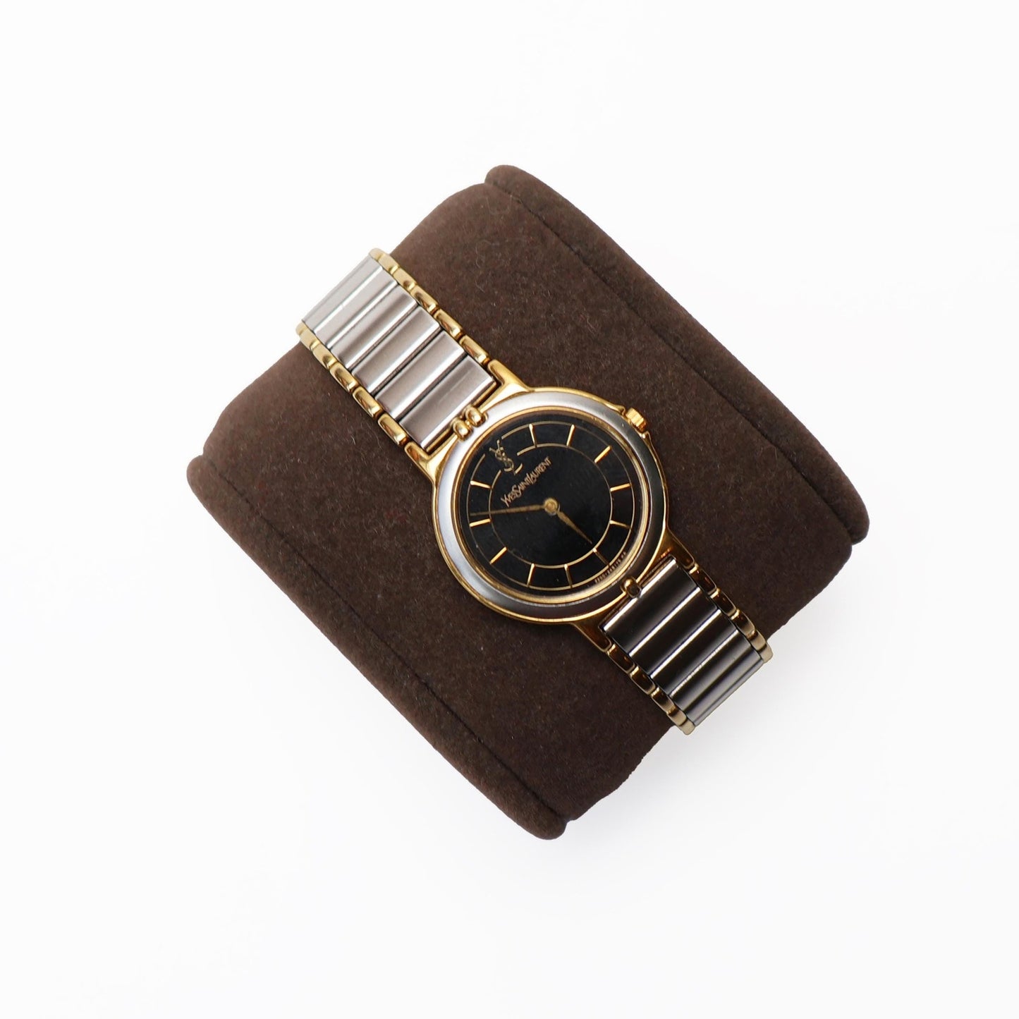 Vintage Two-Toned Watch with Black Face | Yves Saint Laurent