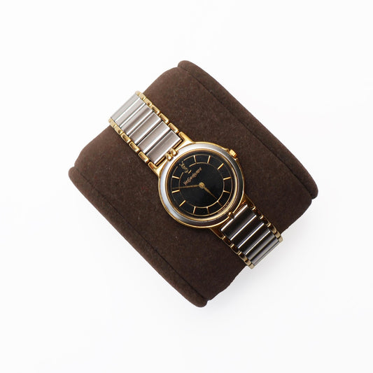 Vintage Two-Toned Watch with Black Face | Yves Saint Laurent