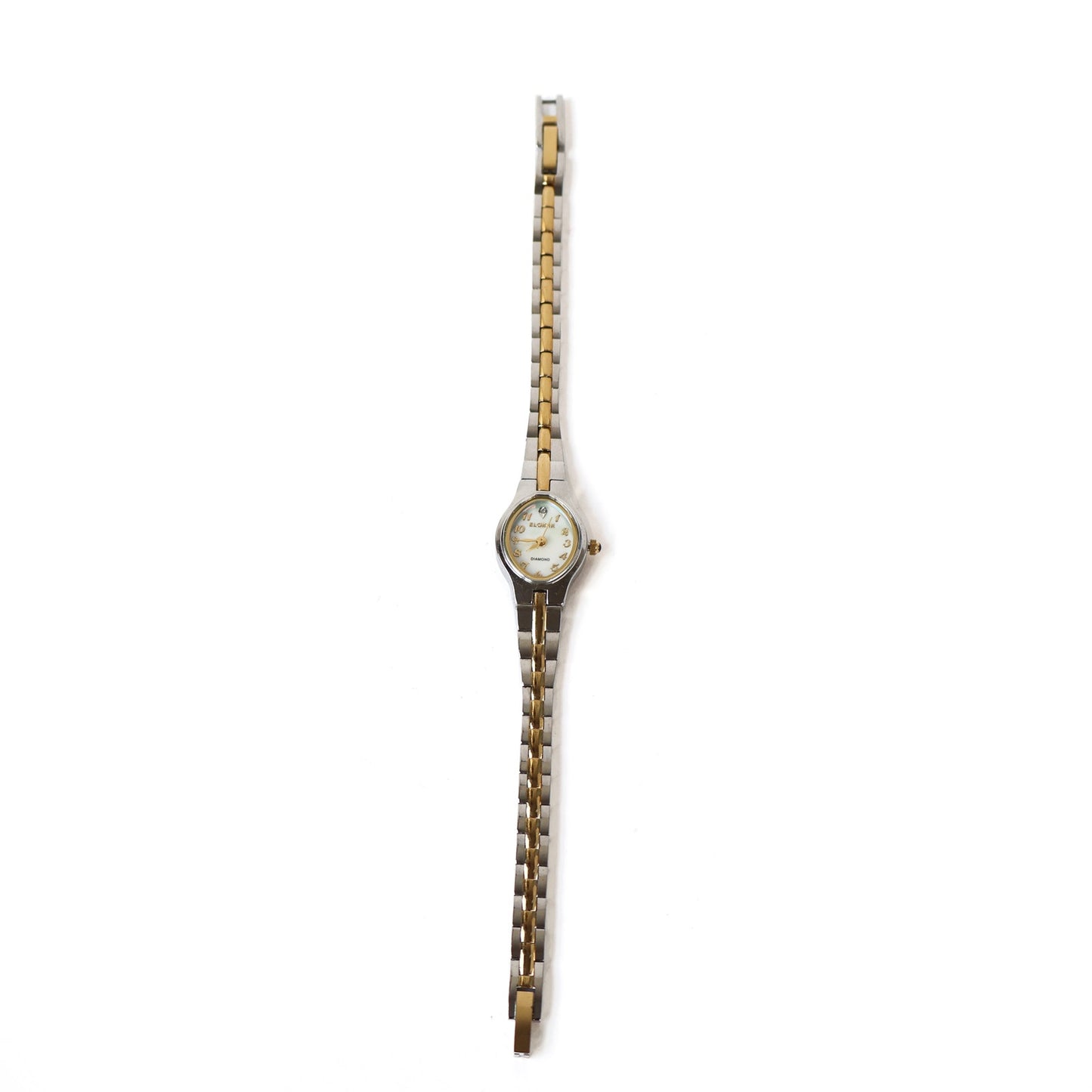 Vintage Two-Toned Watch with Mother Of Pearl Oval Face | ELGIN II