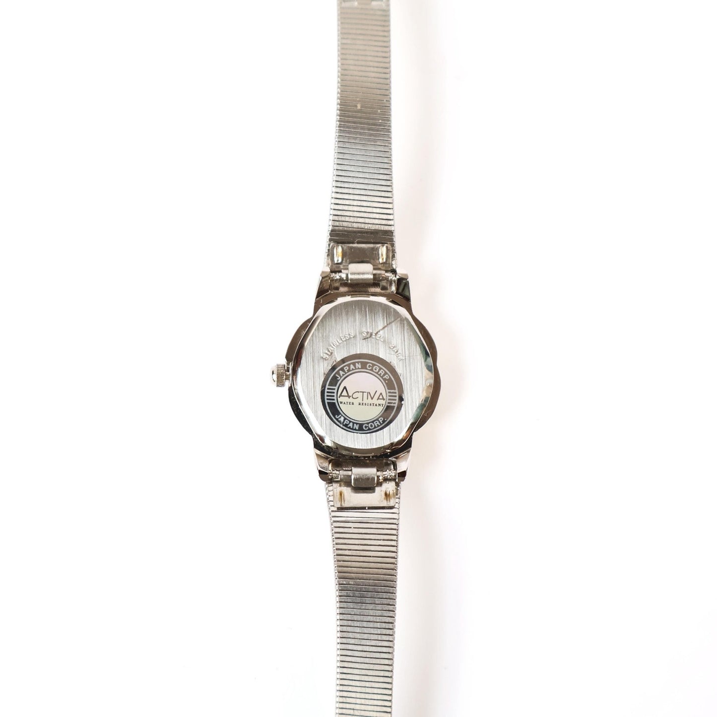 Vintage Silver Watch with Black Round Face | ACTIVA