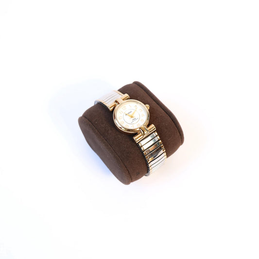 Vintage Two Toned Stretch Watch with White Round Face | ARMITRON