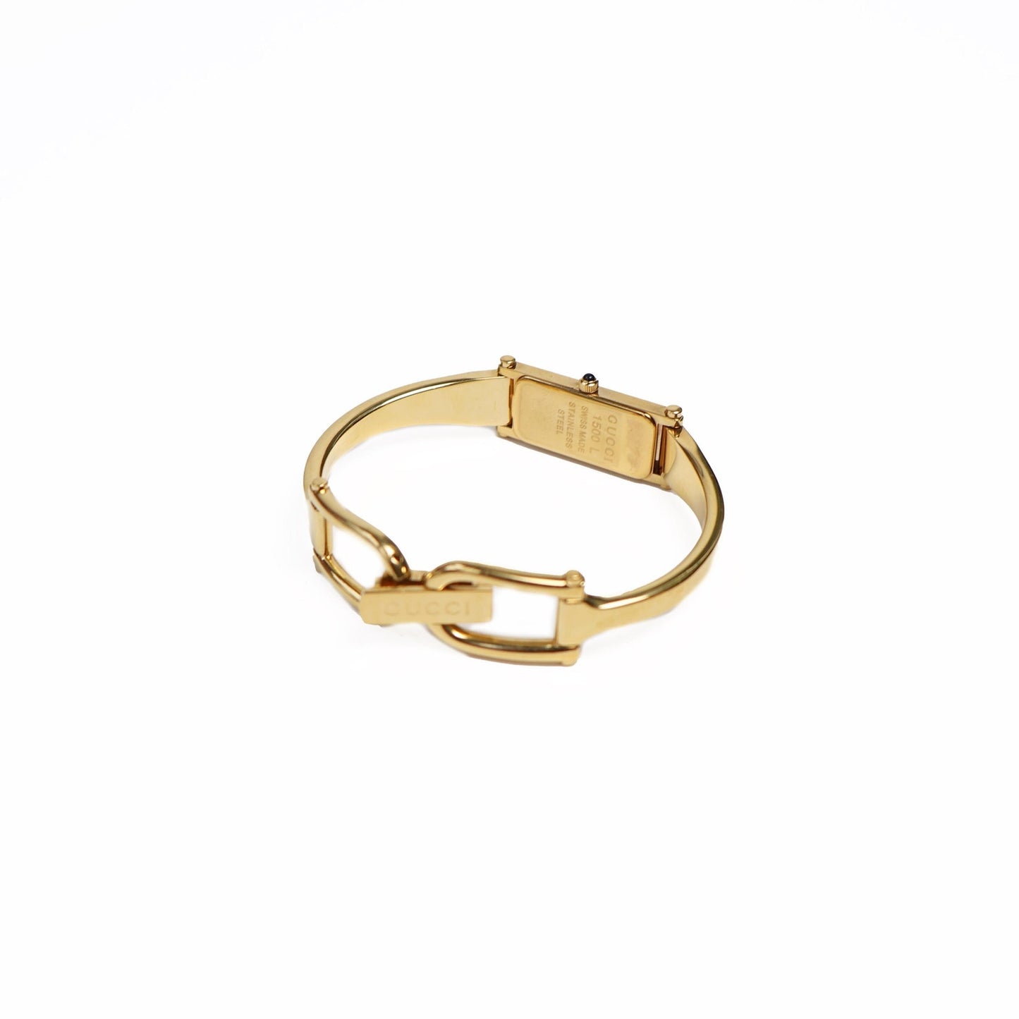 Vintage Gold Toned 1500L Bangle Watch with Black Face | GUCCI