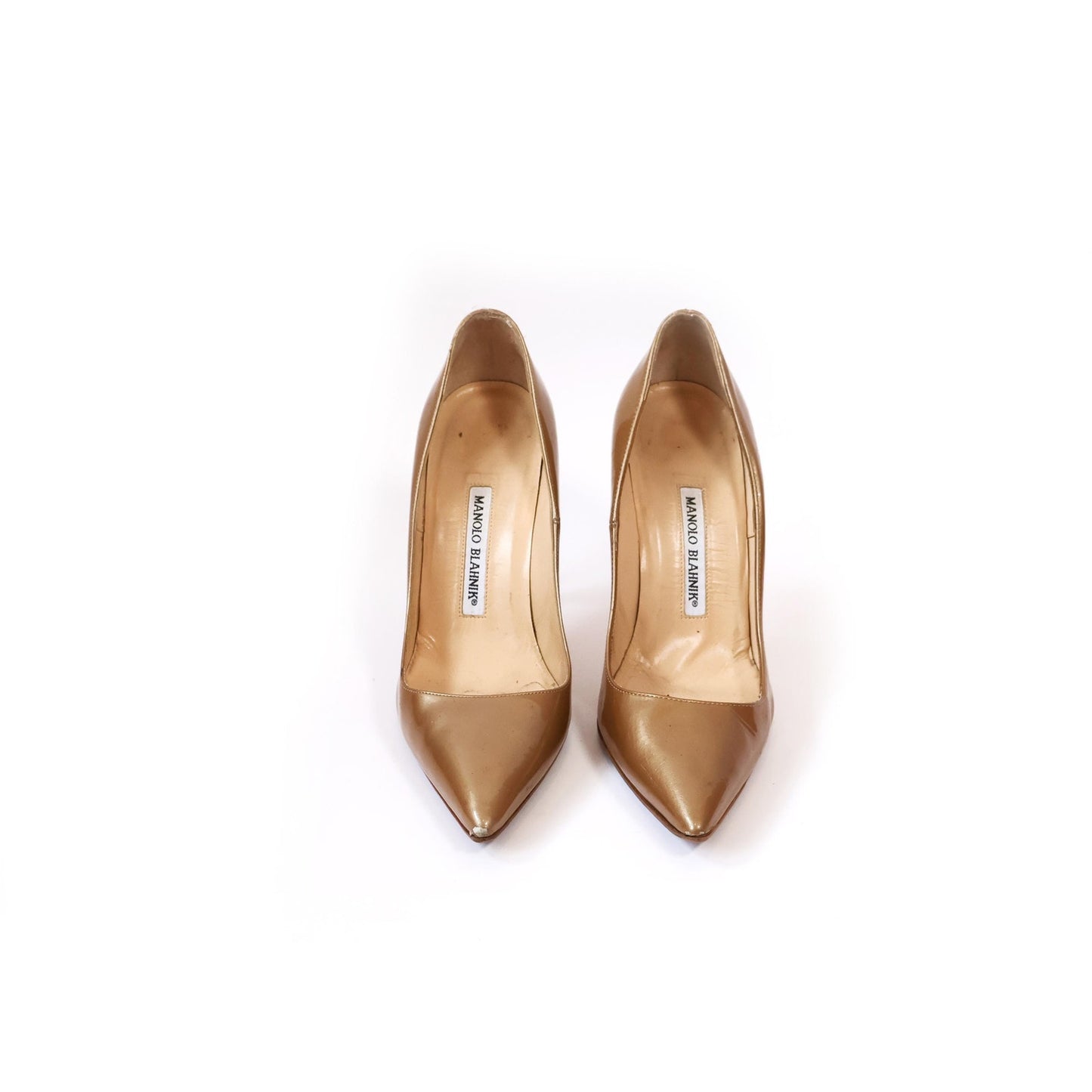 Vintage Gold Tone Patent Leather Manolo Blahnik Heels | EU 37 1/2