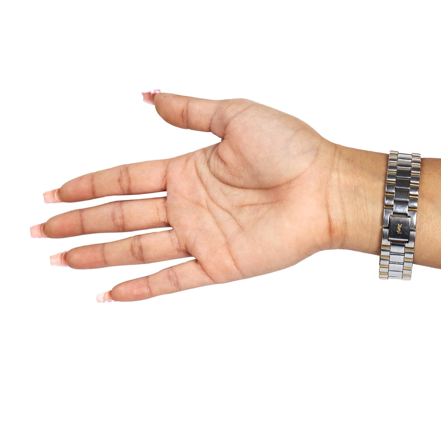 Vintage Two-Toned Watch with White Round Face | Yves Saint Laurent