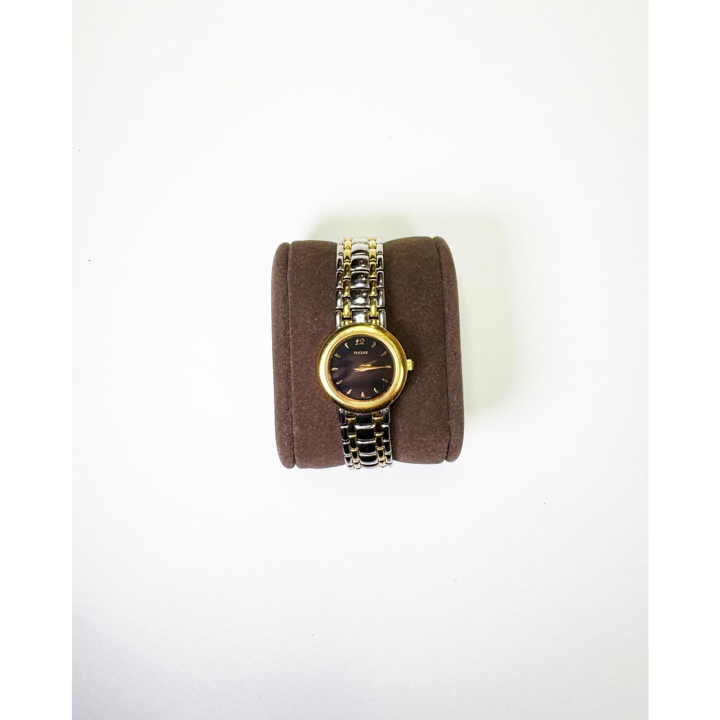 Vintage Two Tone Watch with Black Face | Pulsar