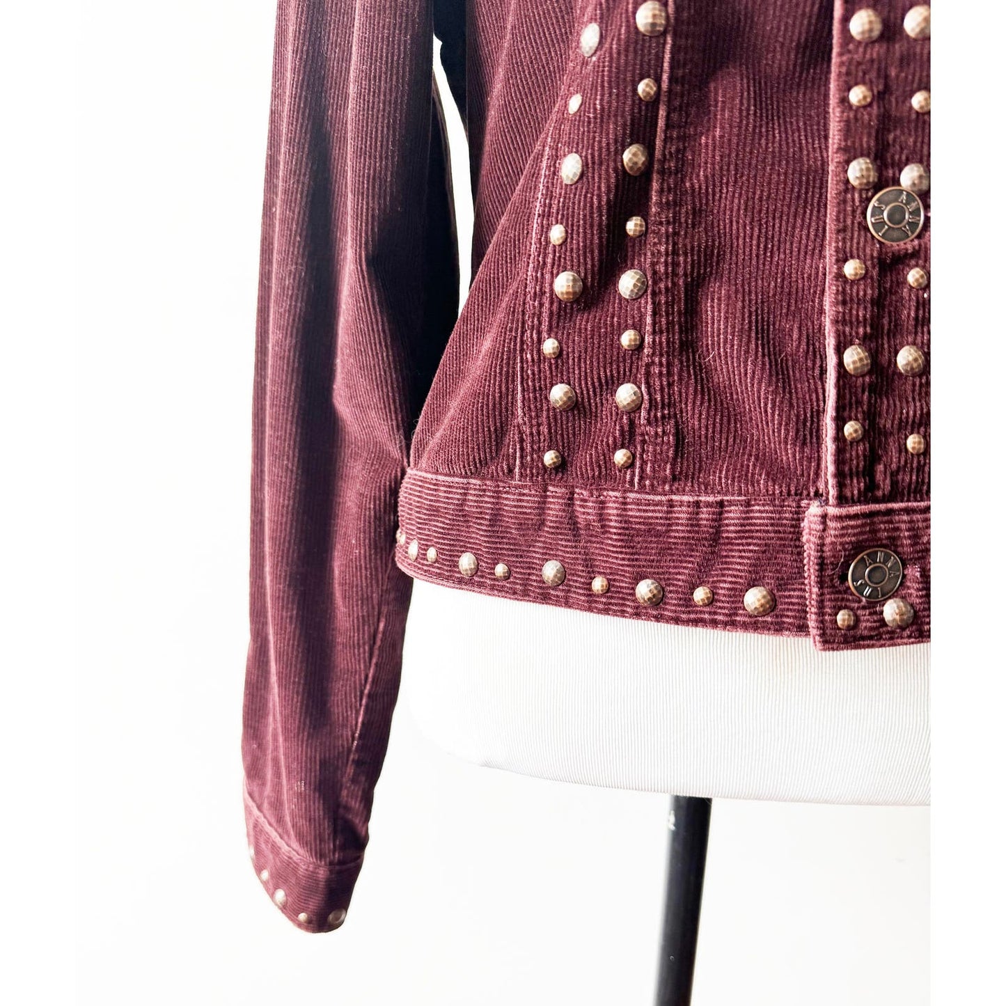 Y2k ANNA SUI Plum Corduroy Jacket with Studs | Size US 6