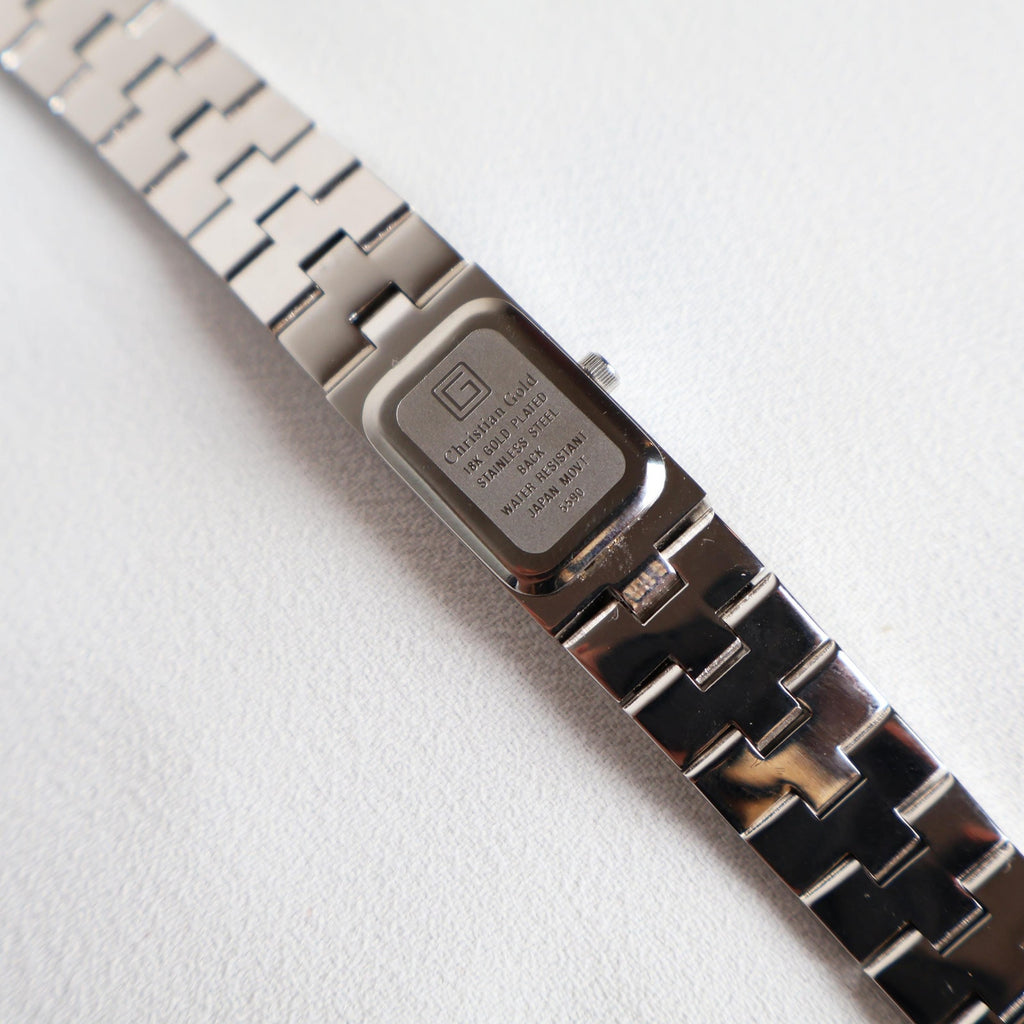 Vintage 18k White Gold Plated Christian Gold Star Engraved Watch