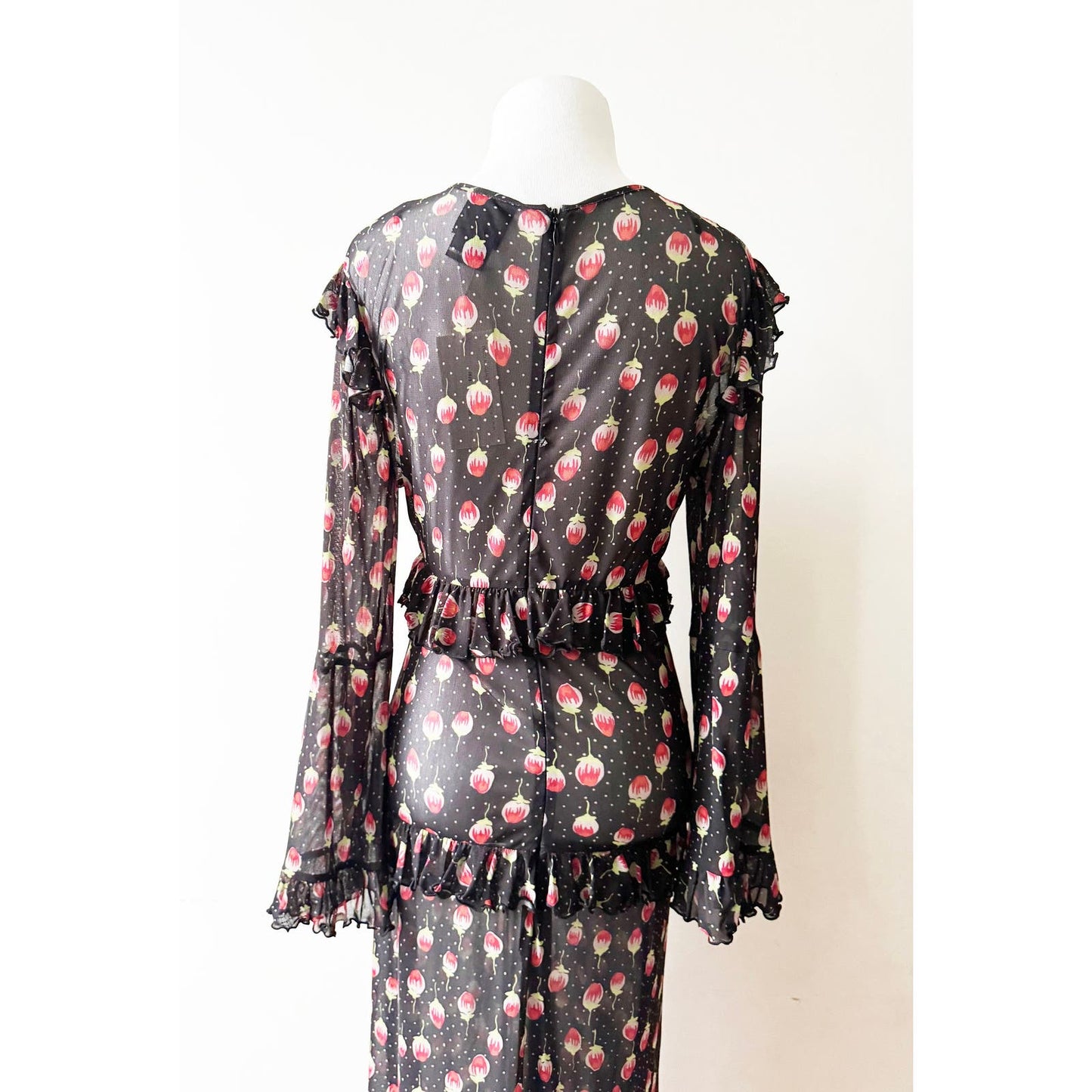 Y2k ANNA SUI Long Sleeve Mesh Floral Dress | Size 8