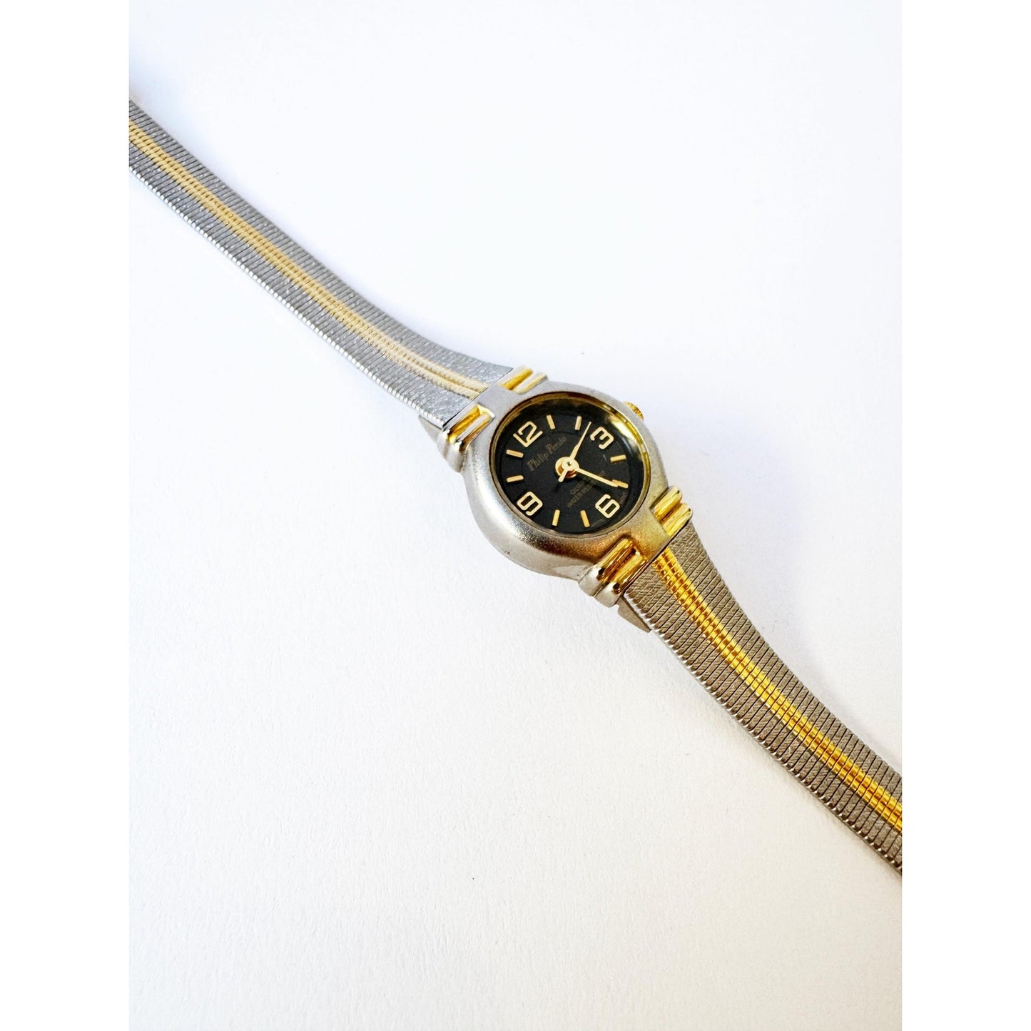 Vintage Two Toned Watch with Black Face l Philip Persio