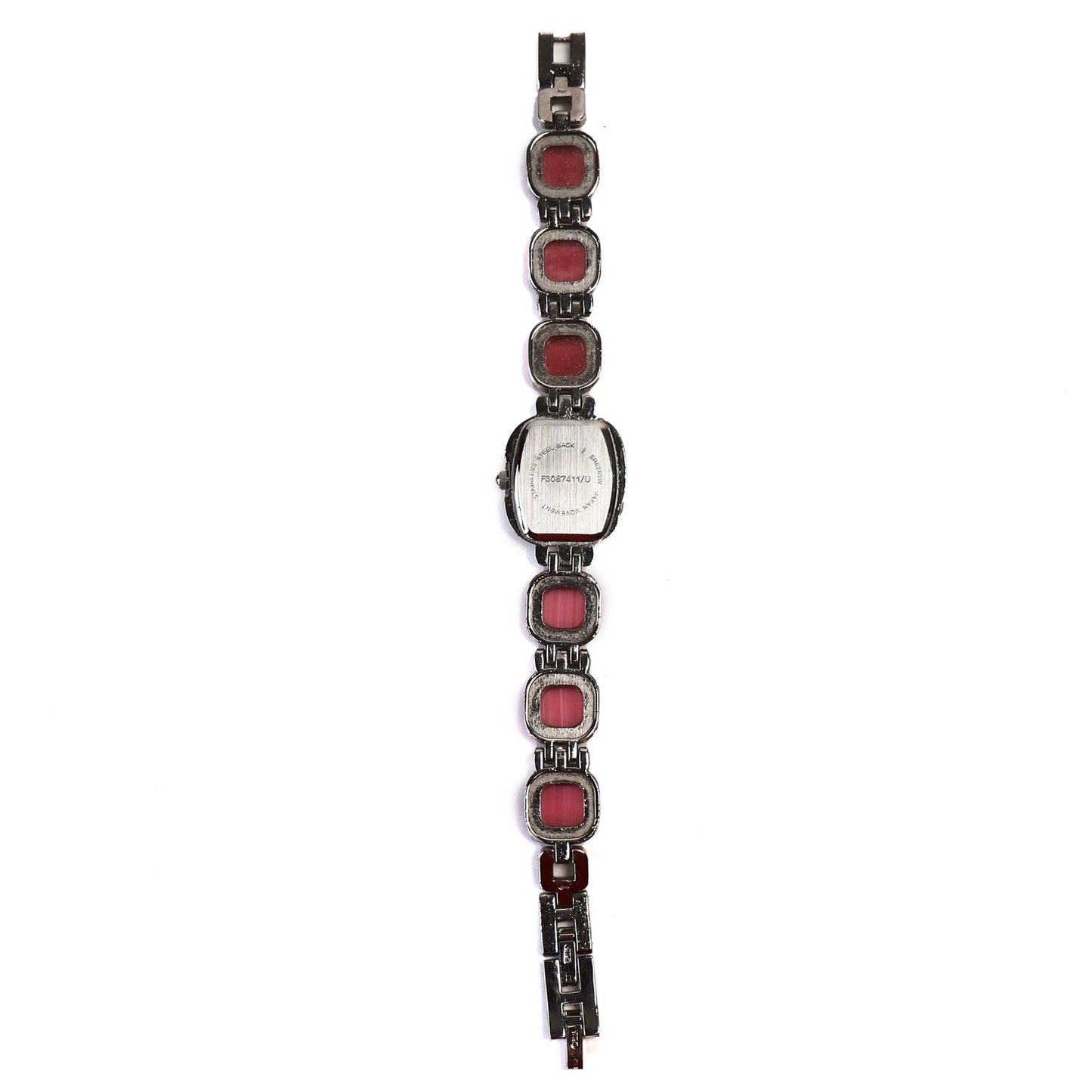 Vintage Silver and Pink Watch with White Square Face | QUARTZ