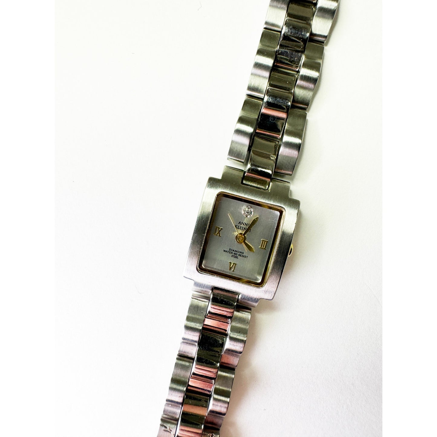 Vintage Two Tone Silver Watch with Square Face Details l Anne Klein