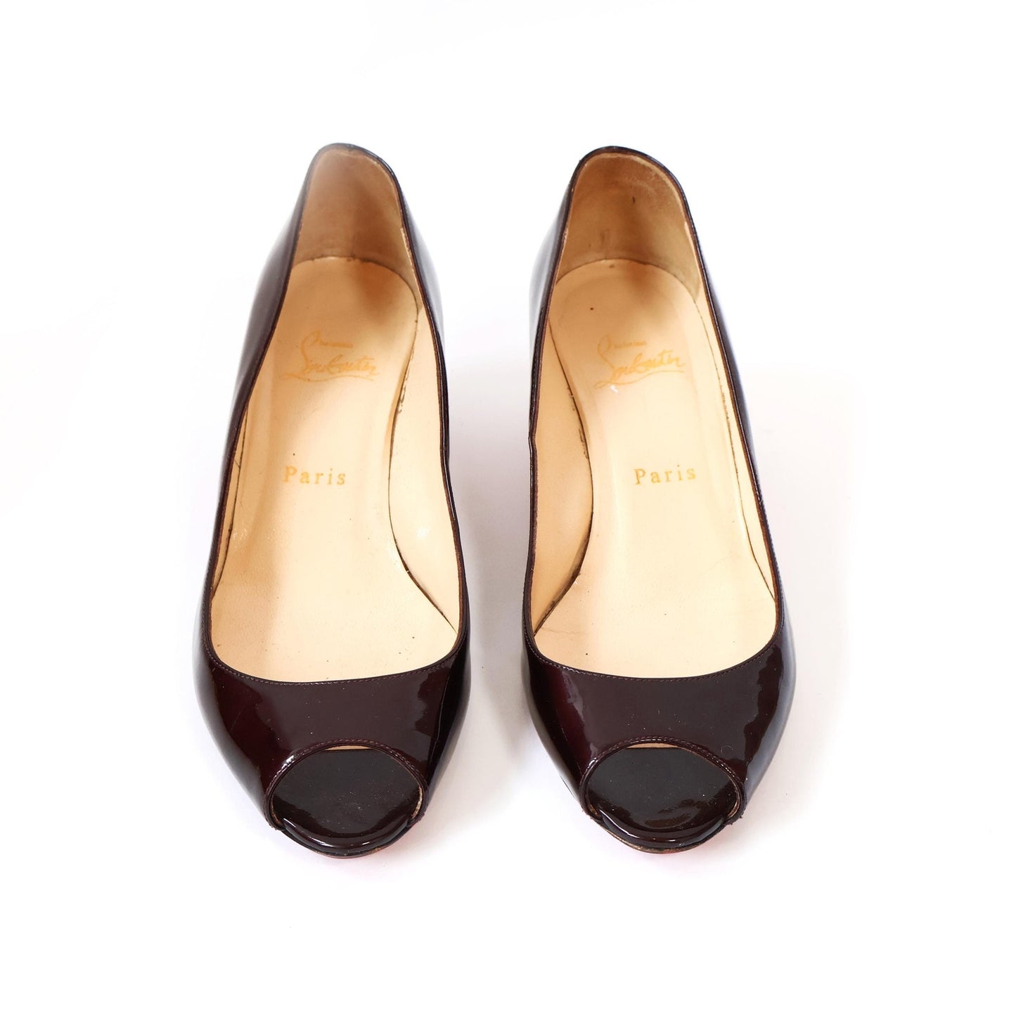 Vintage Black Peek-a-boo Louboutin Kitten Heels | EU 38