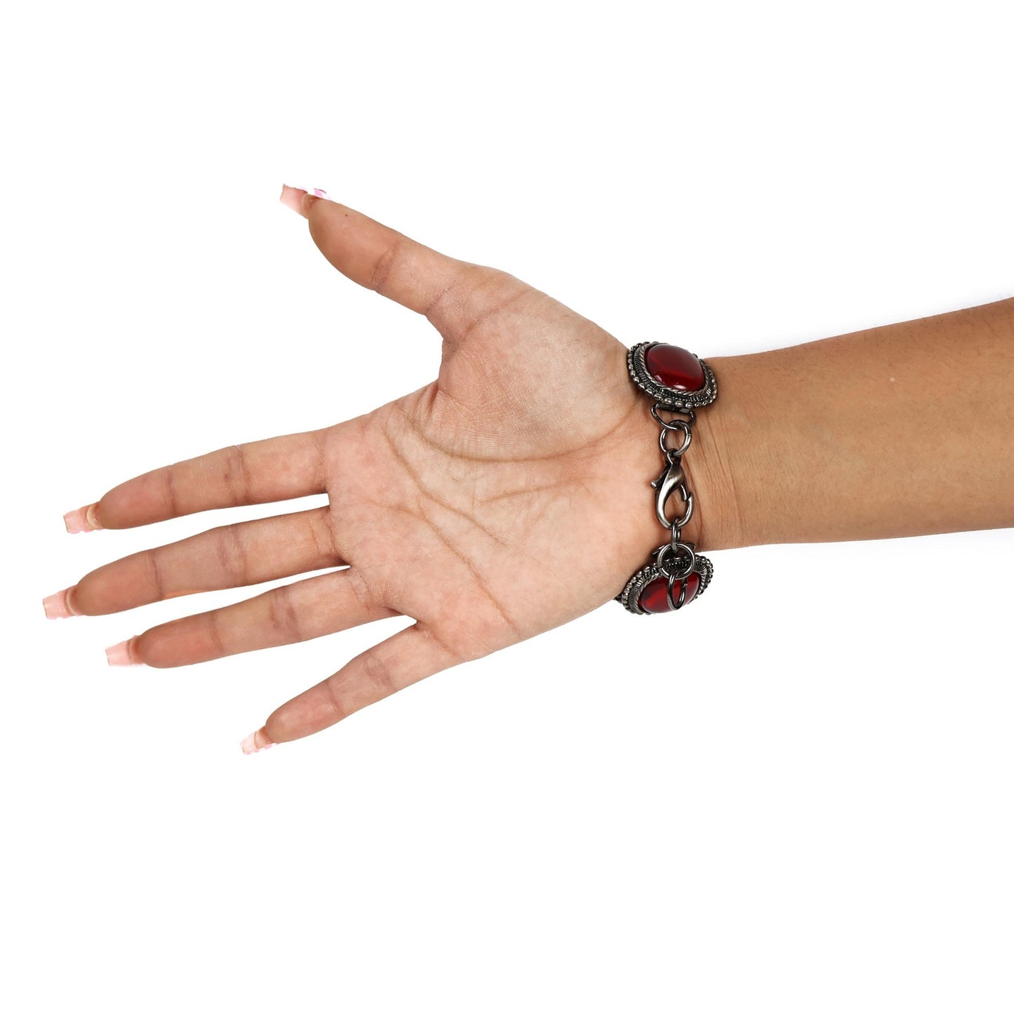 Vintage Silver and Red Watch with White Rectangle Face | QUARTZ