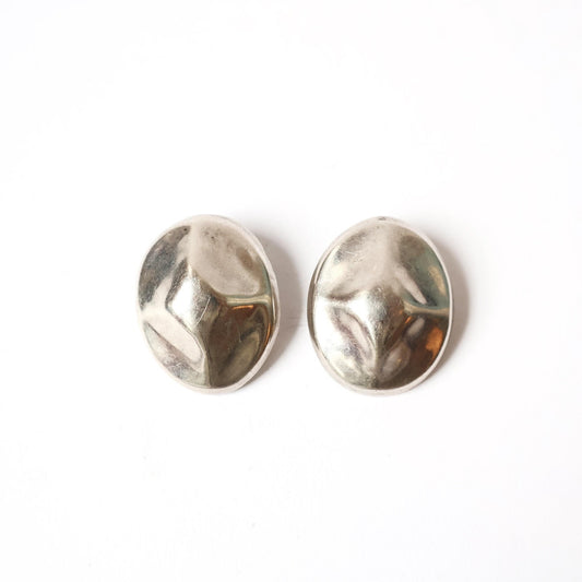 Vintage Chunky Sterling Silver Clip On Earrings