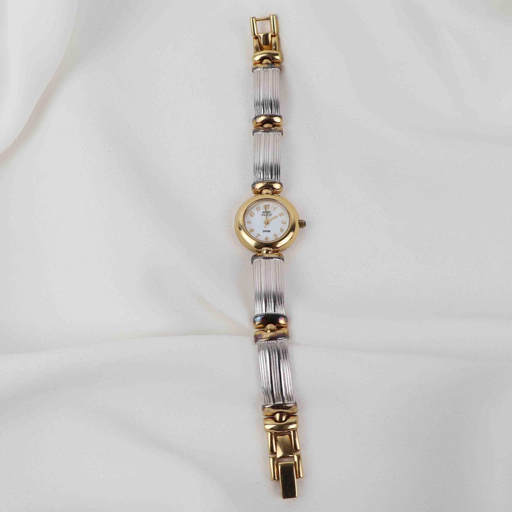Vintage Anne Klein Round Face Watch – Two Tone Bracelet (Working Battery)
