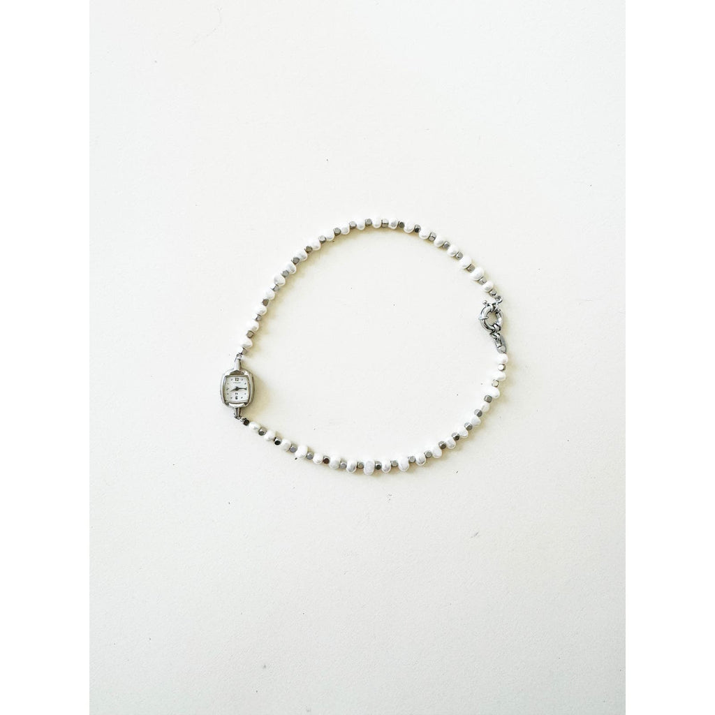 Watch Necklace | Vintage One of a Kind Pearl Watch Choker 10K White Gold Face