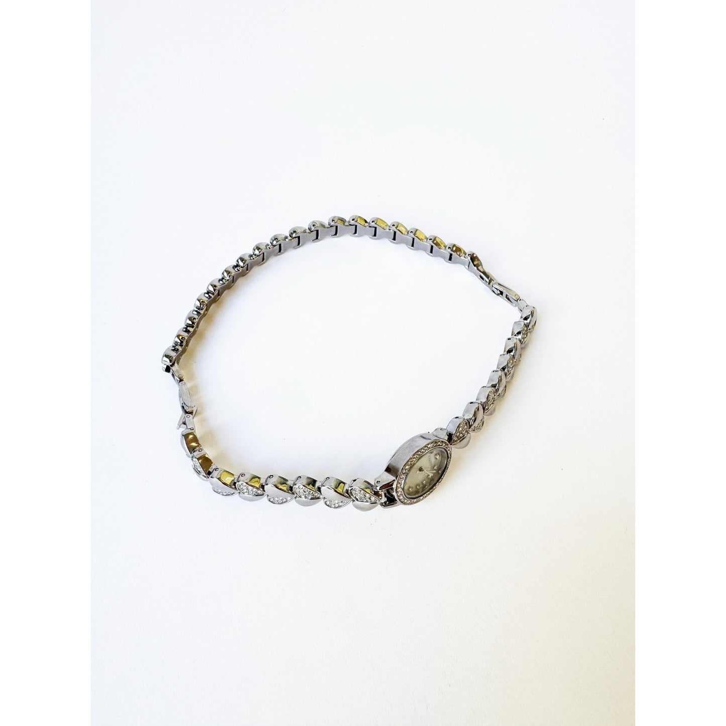 Watch Necklace | Vintage One of a Kind Silver Watch Choker with Diamond Embellishments