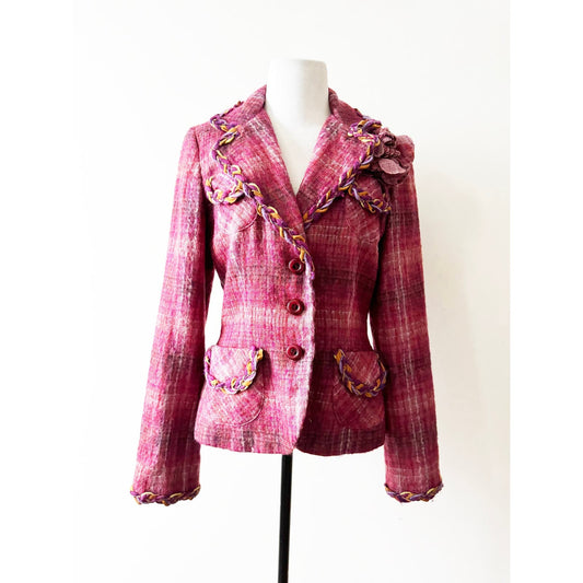 Y2k ANNA SUI Pink Wool and Mohair Blazer | Size US 8