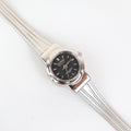 Vintage Activa Silver Tone Quartz Watch with Flower Face