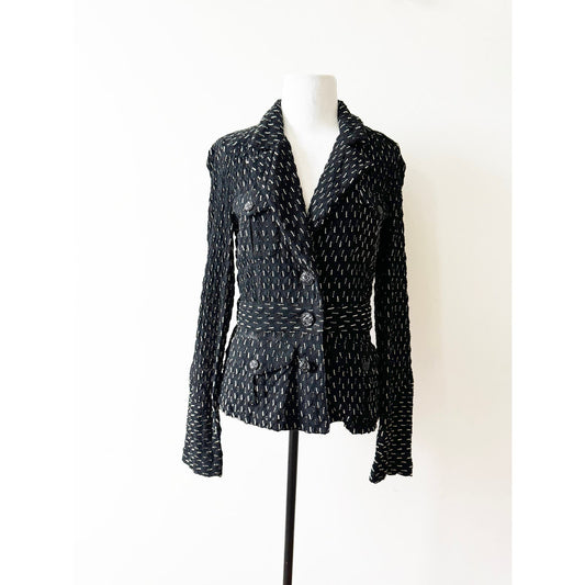 Y2k ANNA SUI Black Knit Blazer with White Details | Size US 4