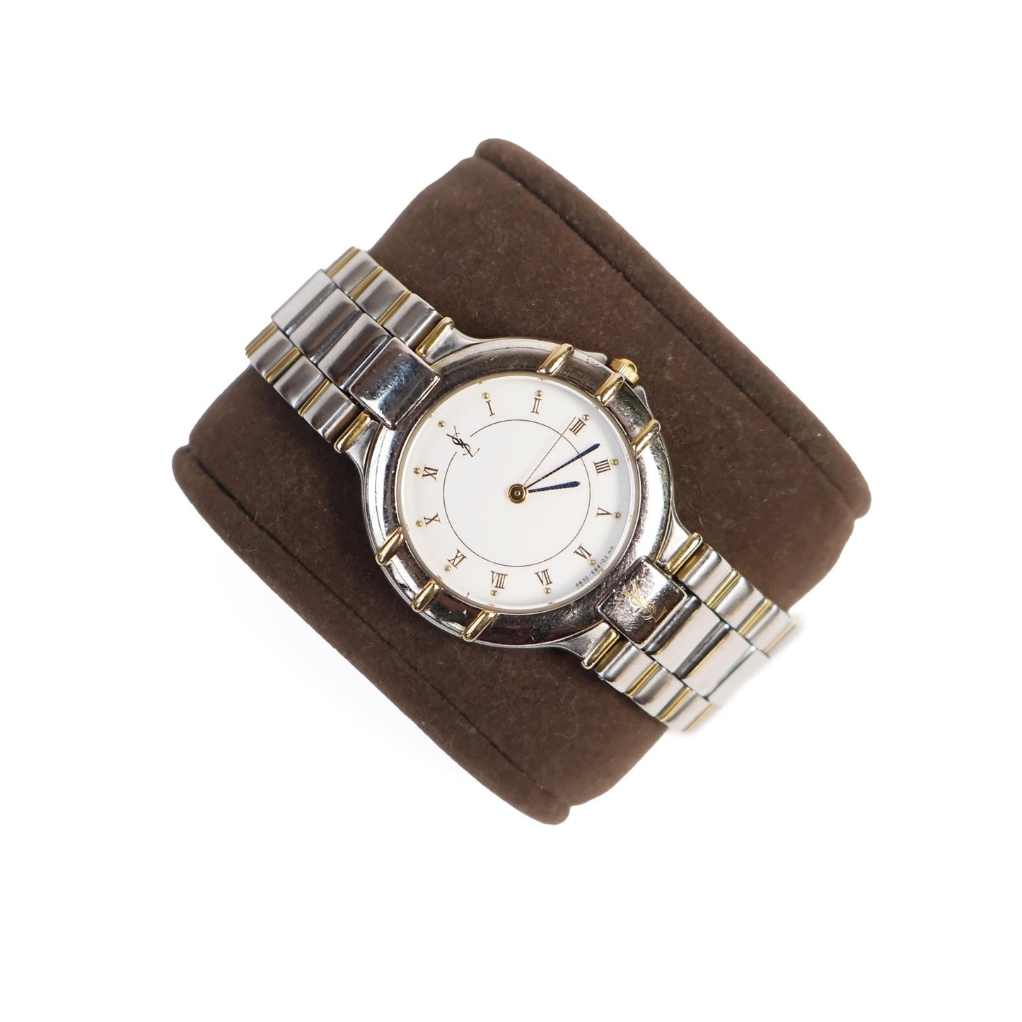 Vintage Two-Toned Watch with White Round Face | Yves Saint Laurent