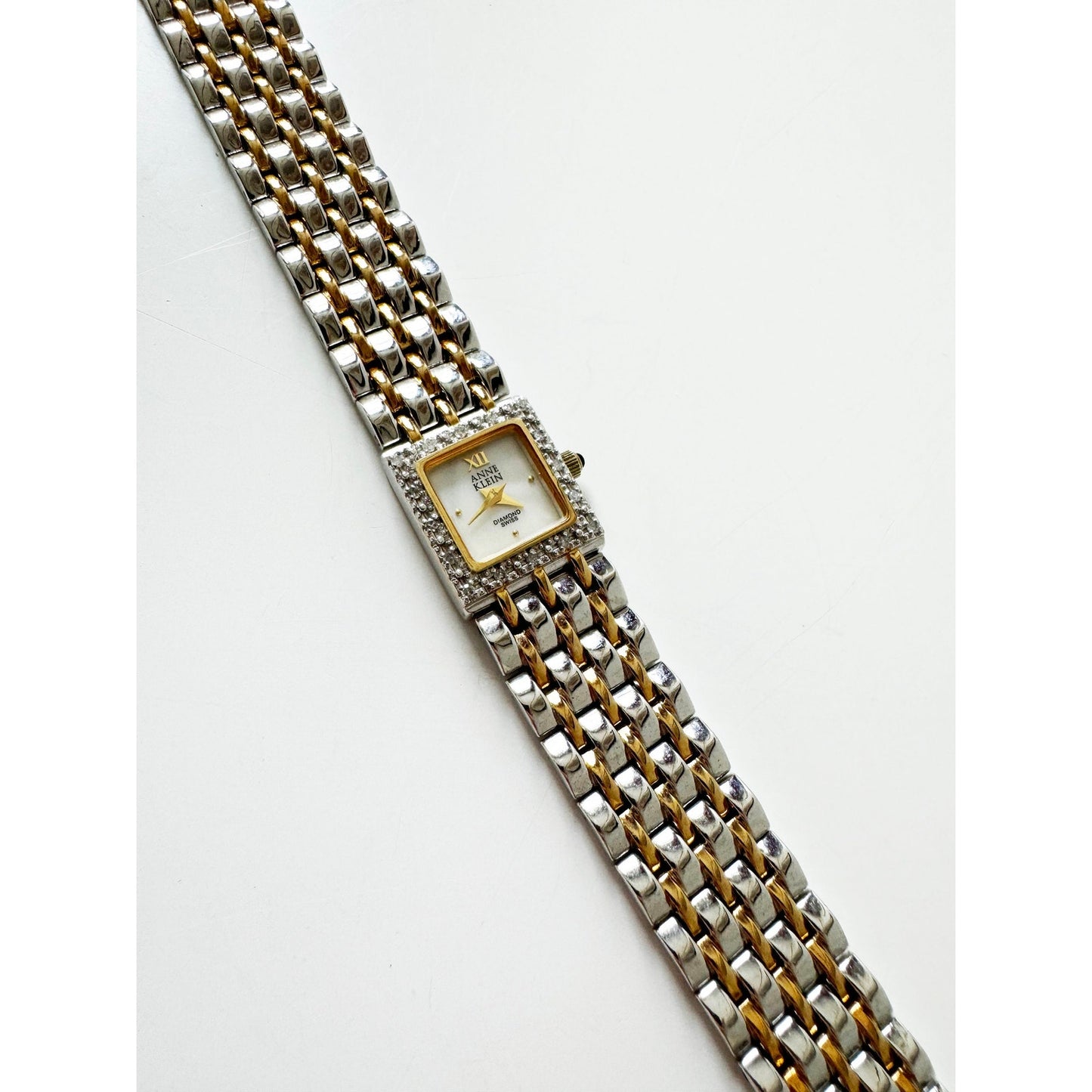 Vintage Two Tone Watch with Crystal Details l Anne Klein