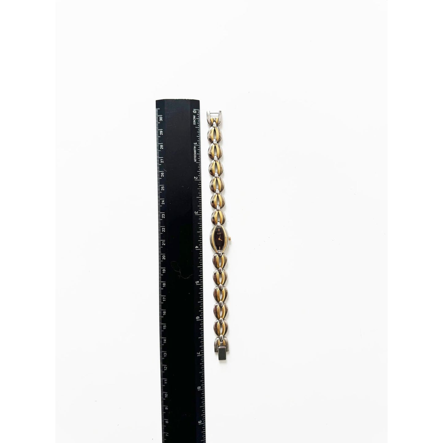 Vintage Two Tone Watch with Braided Band w Black Face | Citizen