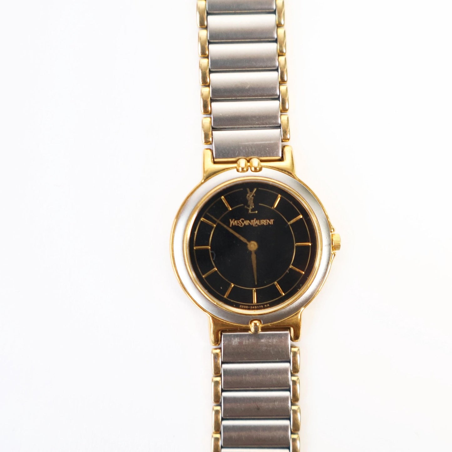 Vintage Two-Toned Watch with Black Face | Yves Saint Laurent