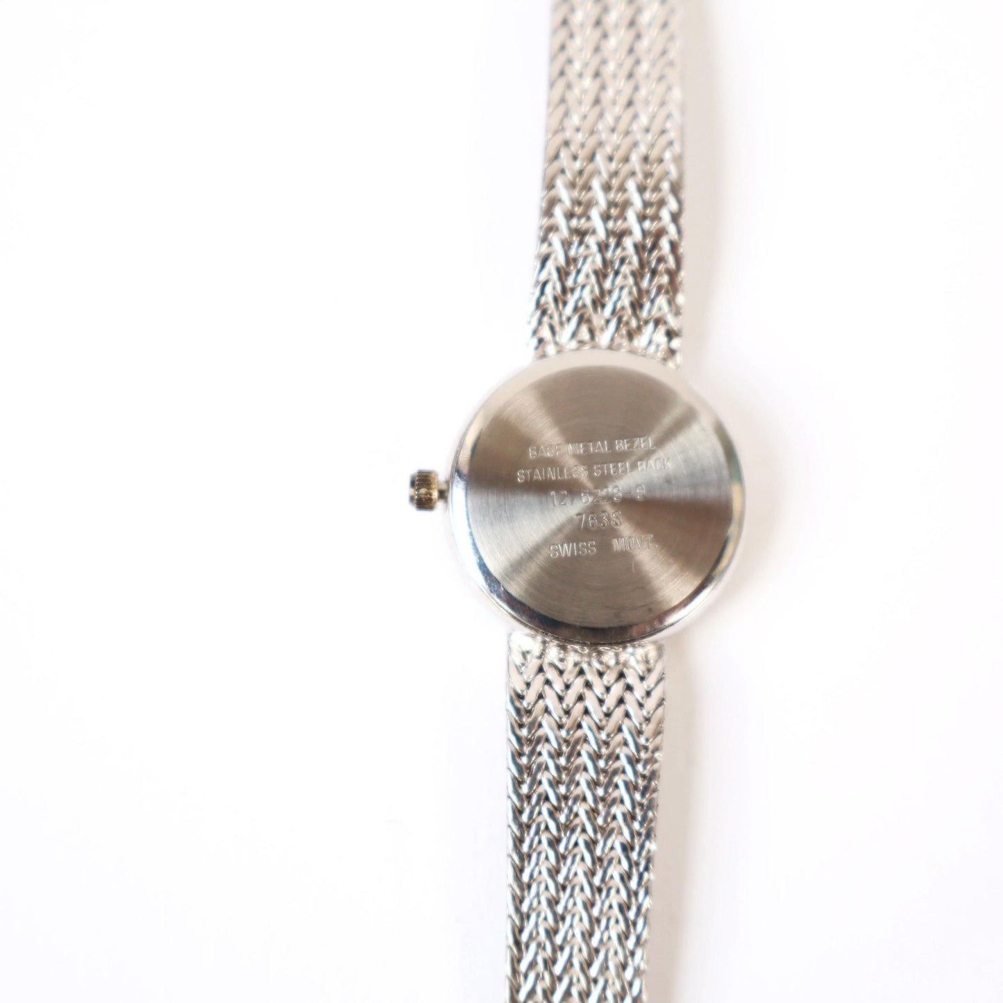 Vintage Silver Watch with White Round Face | ANNE KLEIN