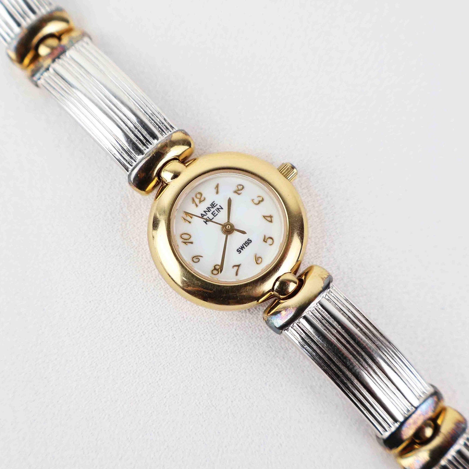 Vintage Anne Klein Round Face Watch – Two Tone Bracelet (Working Battery)