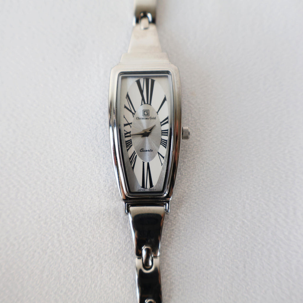 Vintage 18k White Gold Plated Christian Gold Dali Watch