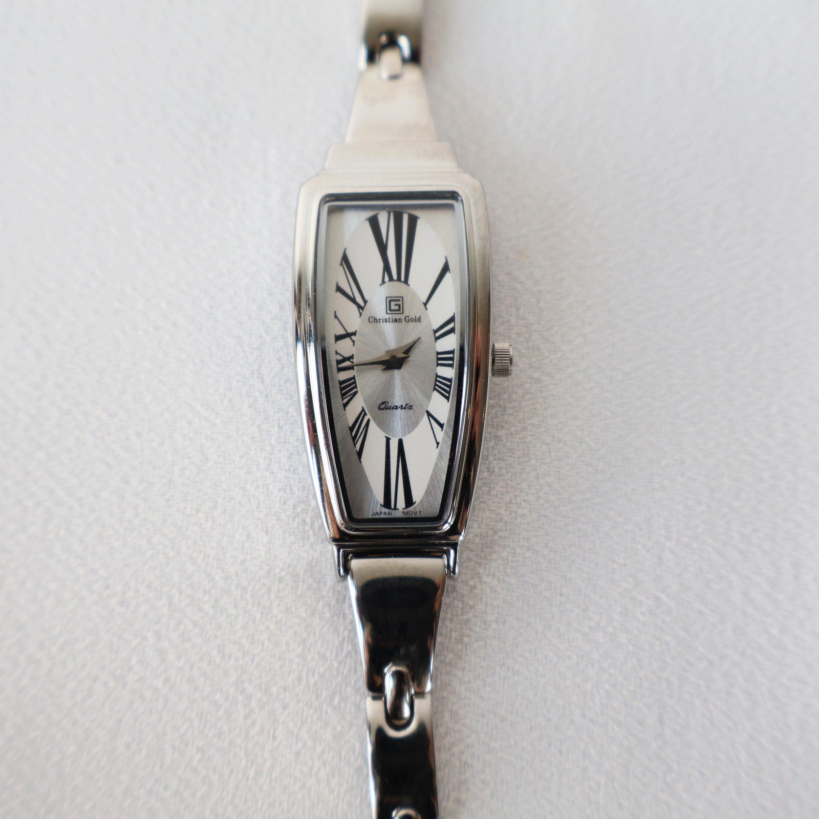 Vintage 18k White Gold Plated Christian Gold Dali Watch