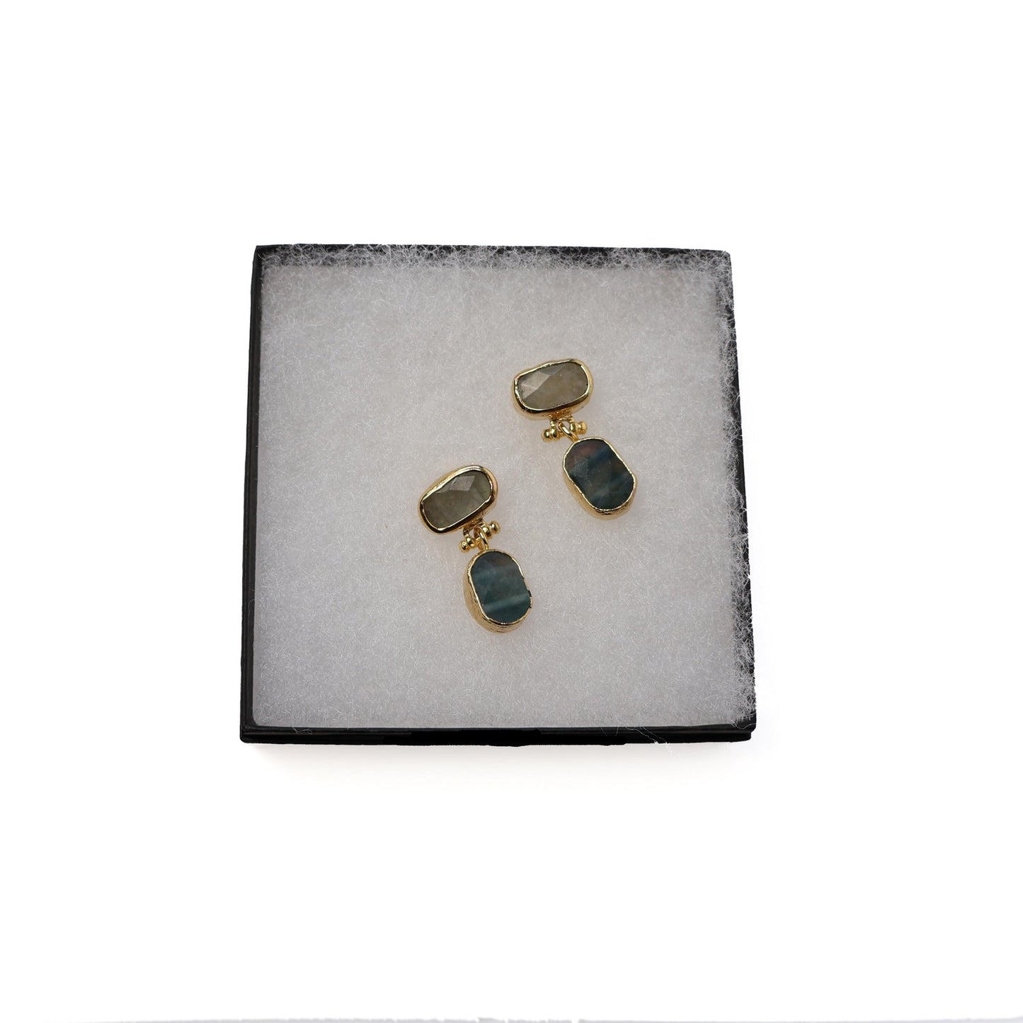 Eclectic Inventory Gold Toned Natural Stone Drop Earrings | Quartz Style