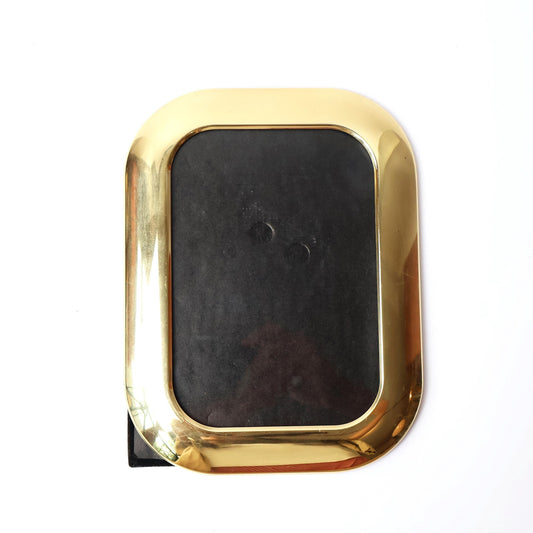Vintage Brass 7"x 9" Picture Frame: Modernist Gold Tabletop Decor