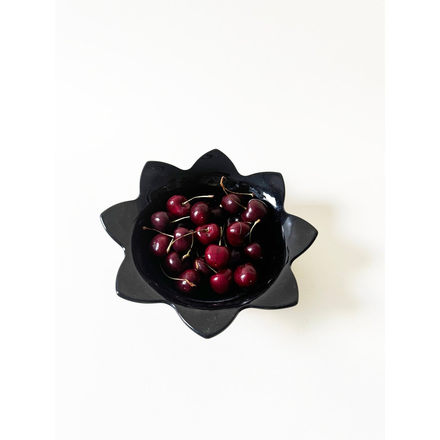 Vintage Black Petal Bowl | Modernist Fruit Bowl