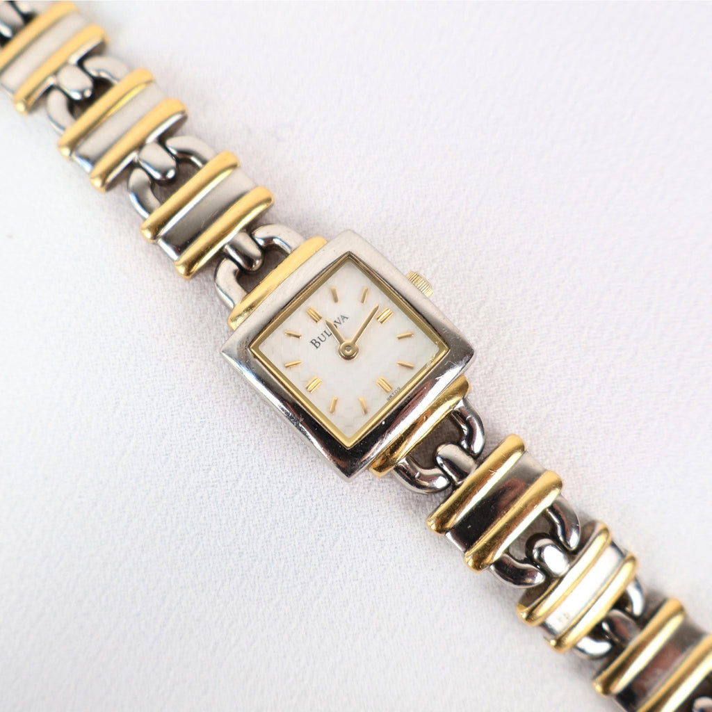 Vintage Two Tone Bulova Locket Watch with a Square Face